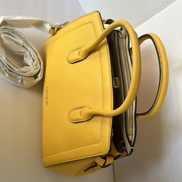Kate Spade New York Knott Lemon Yellow Pebbled Leather Medium Satchel Crossbody - Picture 10 of 11